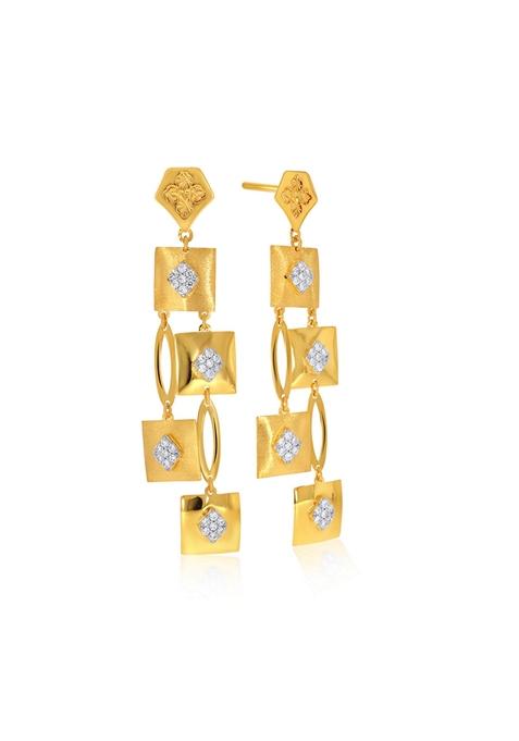 Indya X Senco Dripping Blocks Gold Earrings