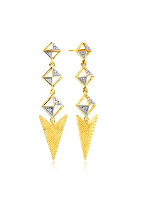 Indya X Senco Dangling Arrow Diamond Drop Earrings