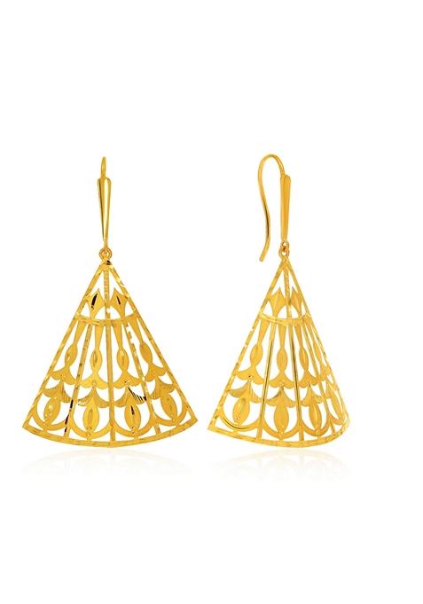 Indya X Senco Beauteous Flare Gold Hook Earrings