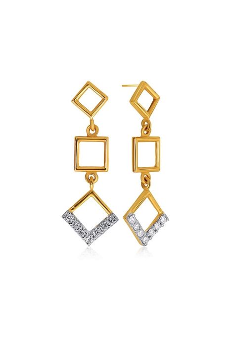 Indya X Senco Geometrical Splendour Diamond Drop Earrings