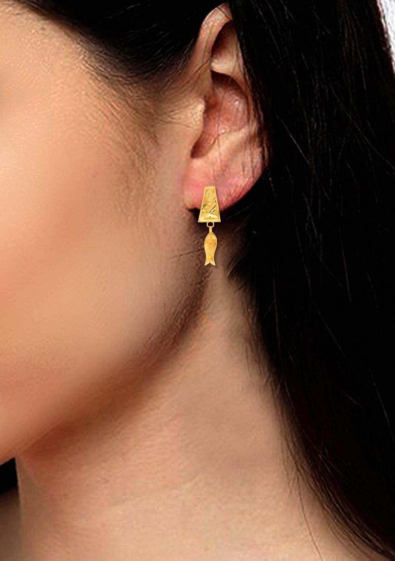 Buy Women Indya X Senco Fishy Tales Gold Drop Earrings FJE00297