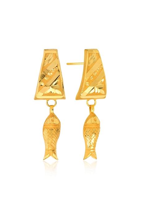 Indya X Senco Fishy Tales Gold Drop Earrings