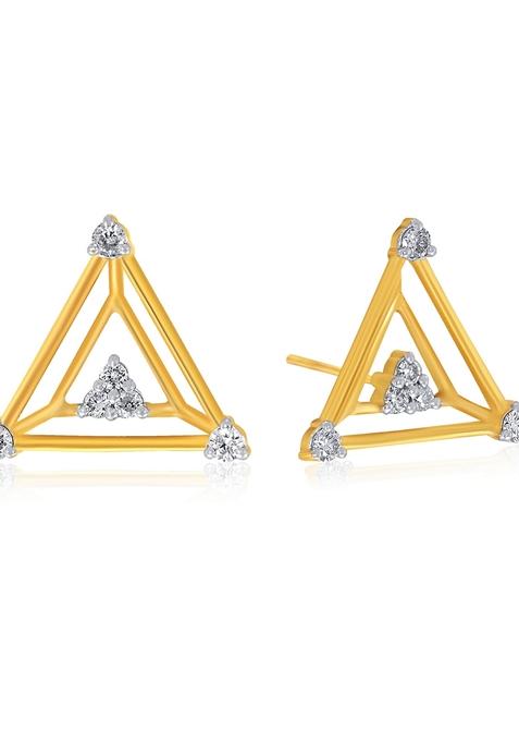 Indya X Senco Chic Triangular Duo Diamond Studs Earrings