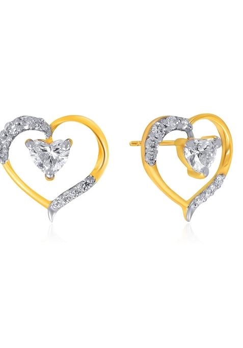 Indya X Senco Heart Affection Diamond Studs Earrings