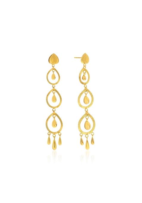 Indya X Senco Lavish Drop S Gold Long Earrings