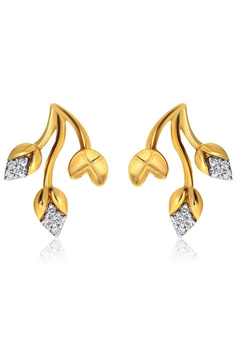 Indya X Senco Budding Radiance Diamond Studs Earrings