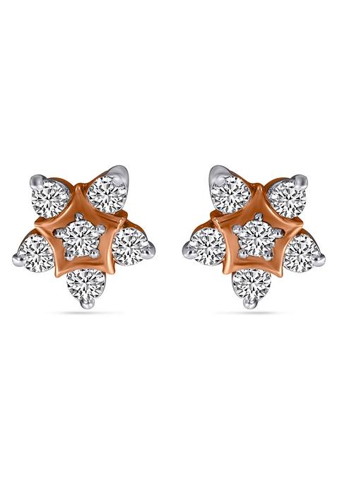 Indya X Senco Brilliance Of Blooms Diamond Studs Earrings