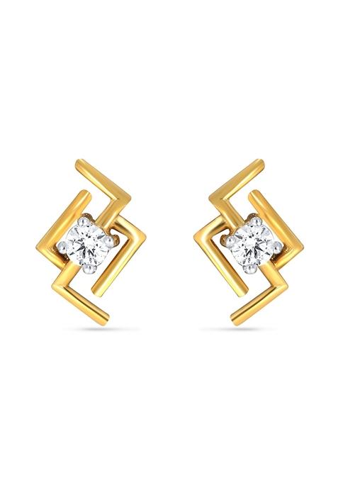 Indya X Senco Victorian Touch Solitaire Studs Earrings