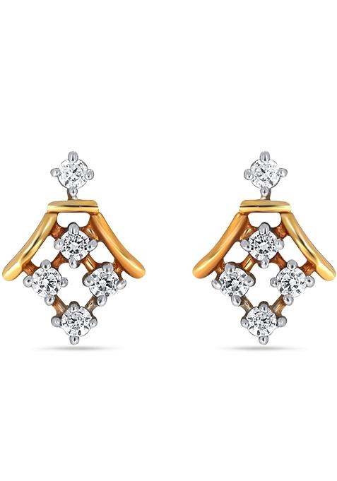 Indya X Senco Enchanting Glittery Dame Diamond Studs Earrings