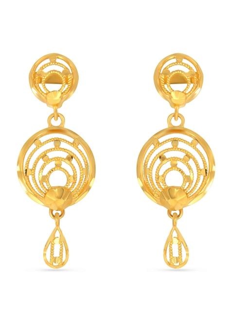 Indya X Senco Circlet Vibes Gold Drop Earrings