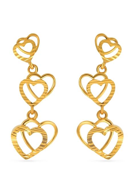 Indya X Senco Dazzling Sweethearts Gold Drop Earrings