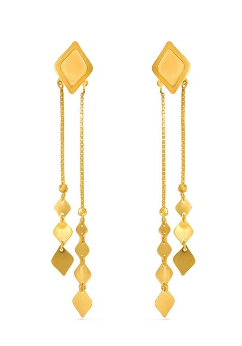 Indya X Senco Rhombic Galore Gold Drop Earrings