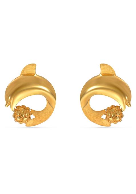 Indya X Senco Playful Dolphin Gold Studs Earrings