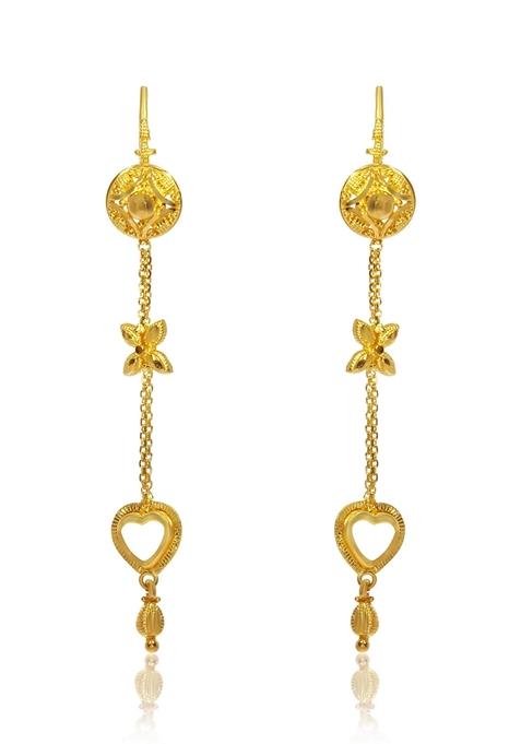 Indya X Senco Simple And Sweet Gold Hook Earrings