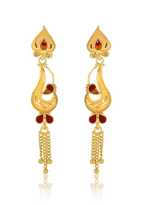 Indya X Senco Elegant Curvy Gold Earrings