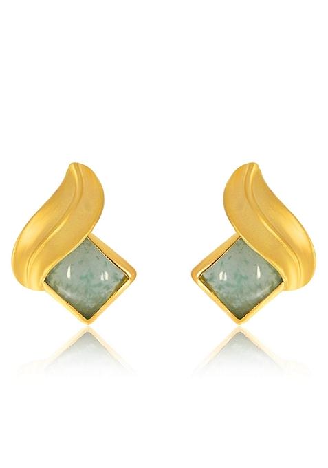 Indya X Senco Serene Enigma Gold Studs Earrings