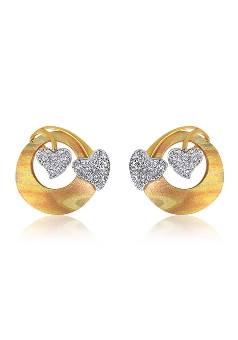 Indya X Senco Glisten Of Twin Heart Gold Studs Earrings