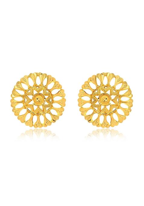 Indya X Senco Fashionable Poise Gold Studs Earrings