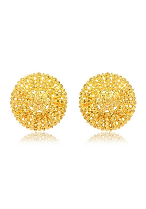 Indya X Senco Lady Lustre Gold Studs Earrings