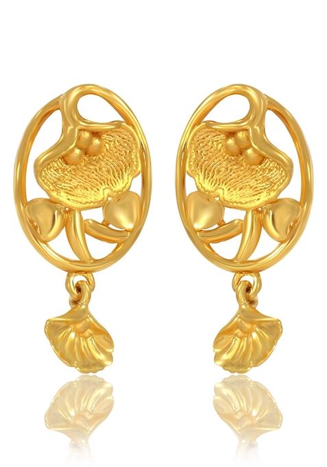 Indya X Senco Blossom In Circlet Gold Drop Earrings