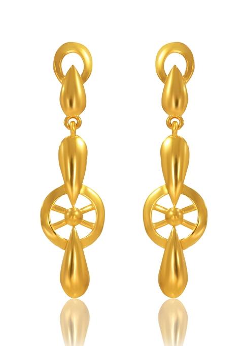 Indya X Senco Wheel Of Charm Gold Earrings