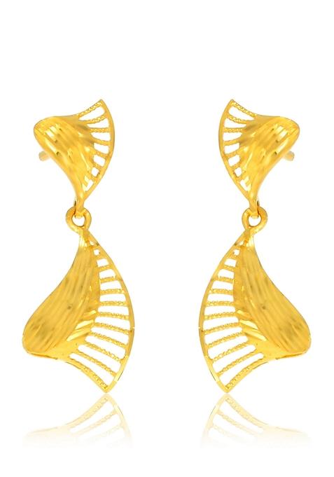 Indya X Senco Twisted Elegant Gold Earrings