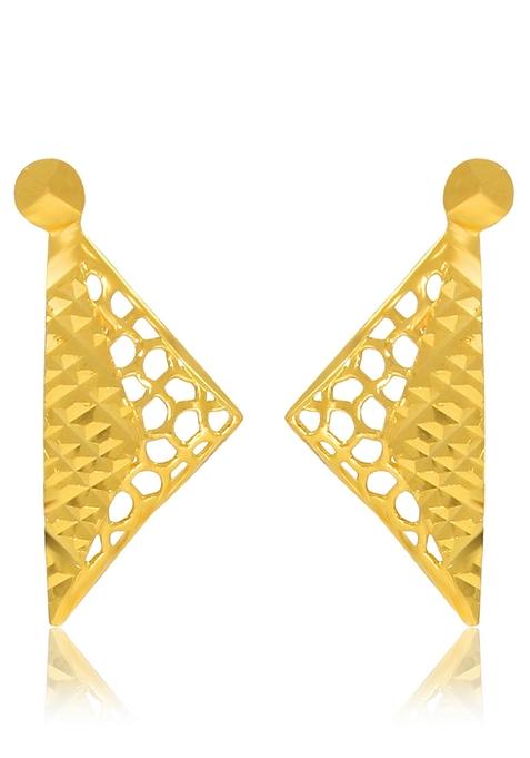 Indya X Senco Triangular Alluring Gold Studs Earrings