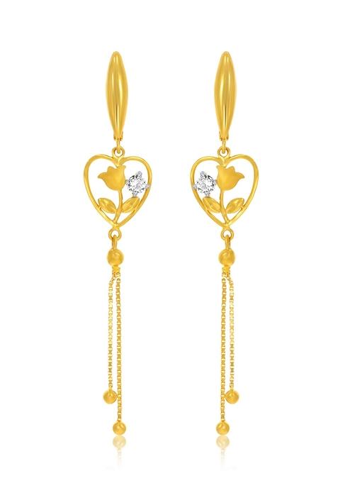 Indya X Senco Tulip Heartstrings Gold Drop Earrings