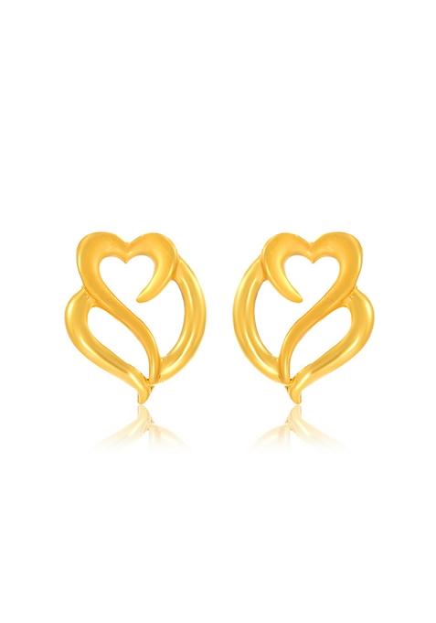 Indya X Senco The Curve Of Love Gold Studs Earrings