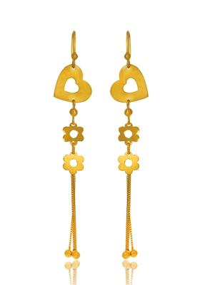 Indya X Senco Picturesque Pretty Gold Drop Earrings