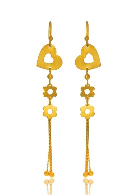 Indya X Senco Picturesque Pretty Gold Drop Earrings