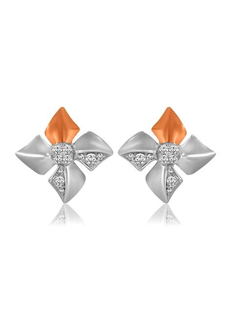 Indya X Senco Winy Daisy Platinum Studs Earrings