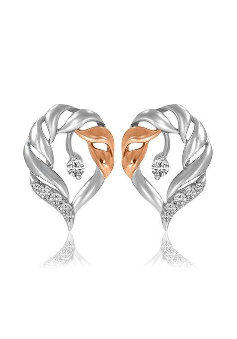 Indya X Senco Dual Love Platinum Studs Earrings