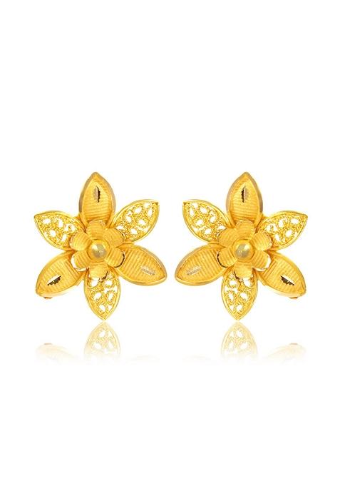 Indya X Senco The Free Blossom Gold Studs Earrings