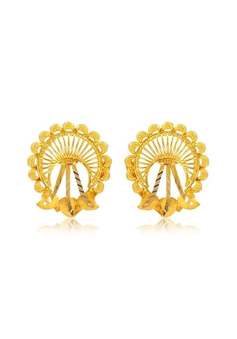 Indya X Senco Flickering Craft Gold Studs Earrings