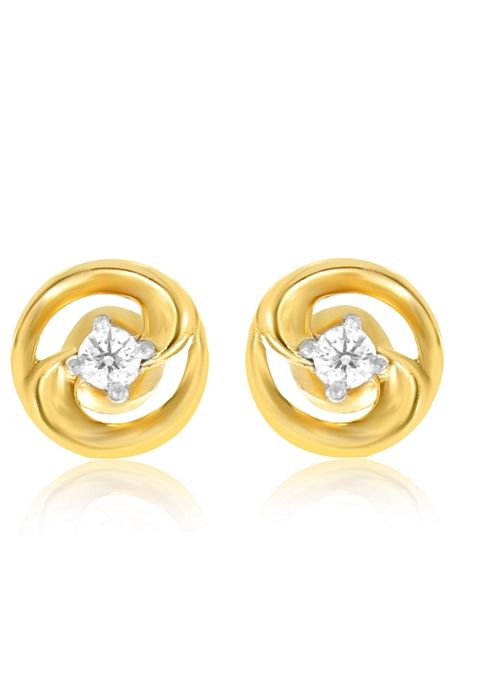 Indya X Senco Shiny Circlet Solitaire Studs Earrings