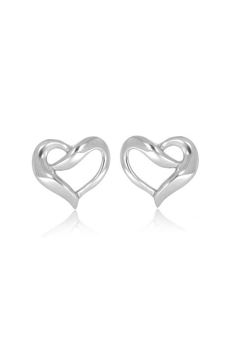 Indya X Senco The Cute Heart Platinum Studs Earrings