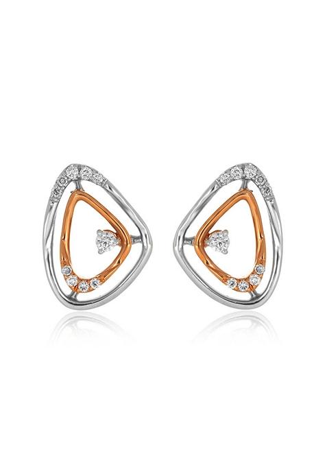 Indya X Senco Reversible Angle Platinum Studs Earrings