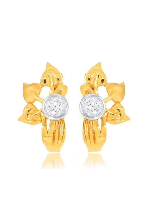 Indya X Senco Turn N Twist Floral Gold Hoop Studs Earrings