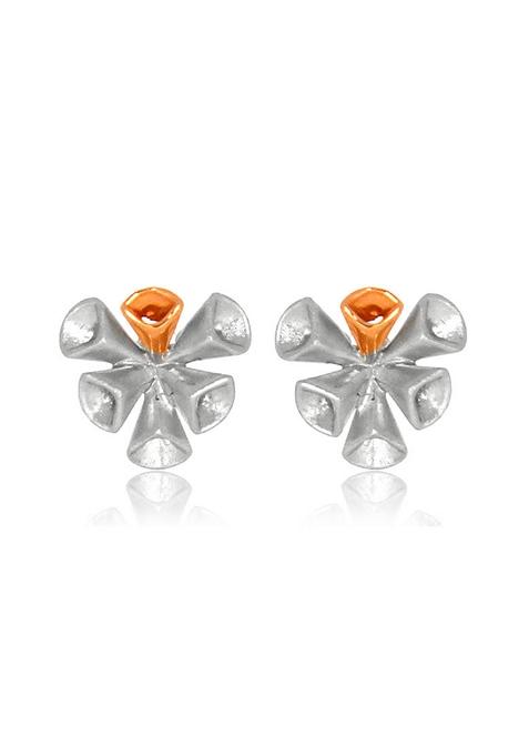 Indya X Senco Quirky Art Platinum Studs Earrings