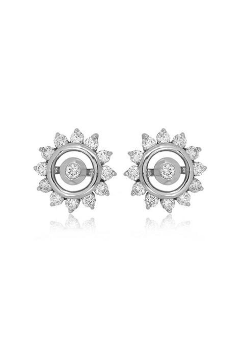 Indya X Senco Sun Inspired Platinum Studs Earrings