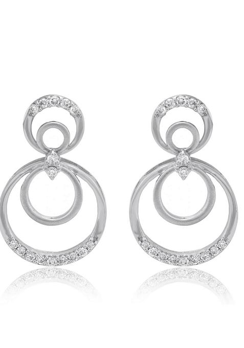 Indya X Senco The Circlet Platinum Drop Earrings