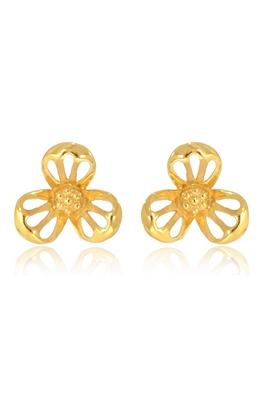 Indya X Senco Little Trillium Gold Studs Earrings