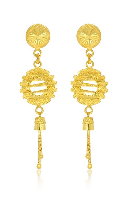 Indya X Senco Adroitness In Gold Drop Earrings