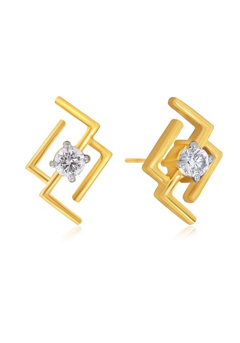 Indya X Senco Geometric Glam Solitaire Studs Earrings