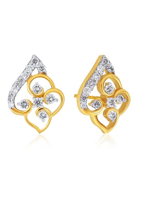 Indya X Senco Graceful Expression Diamond Studs Earrings