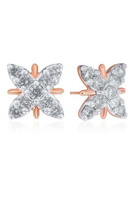 Indya X Senco Stunning Ixora Diamond Studs Earrings