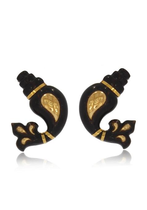 Indya X Senco Conch Shell Gold Studs Earrings