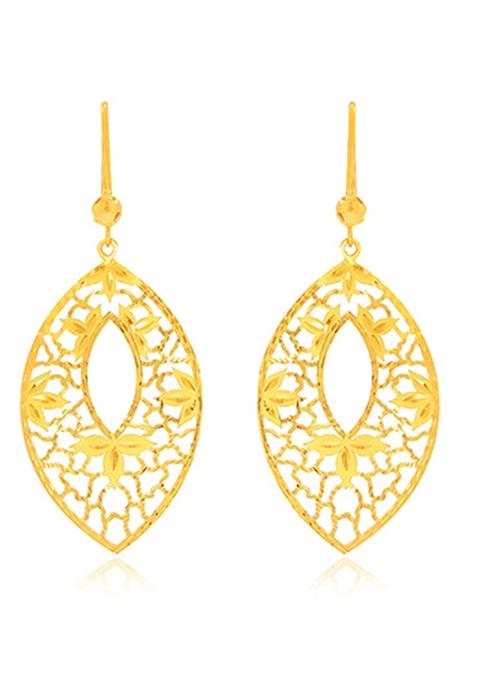 Indya X Senco Leafy Vision Gold Hook Earrings