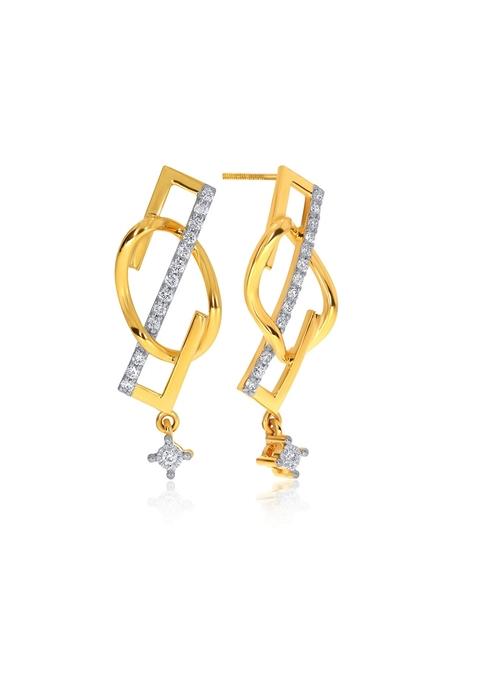 Indya X Senco Unparalleled Modernistic Shimmer Diamond Drop Earrings